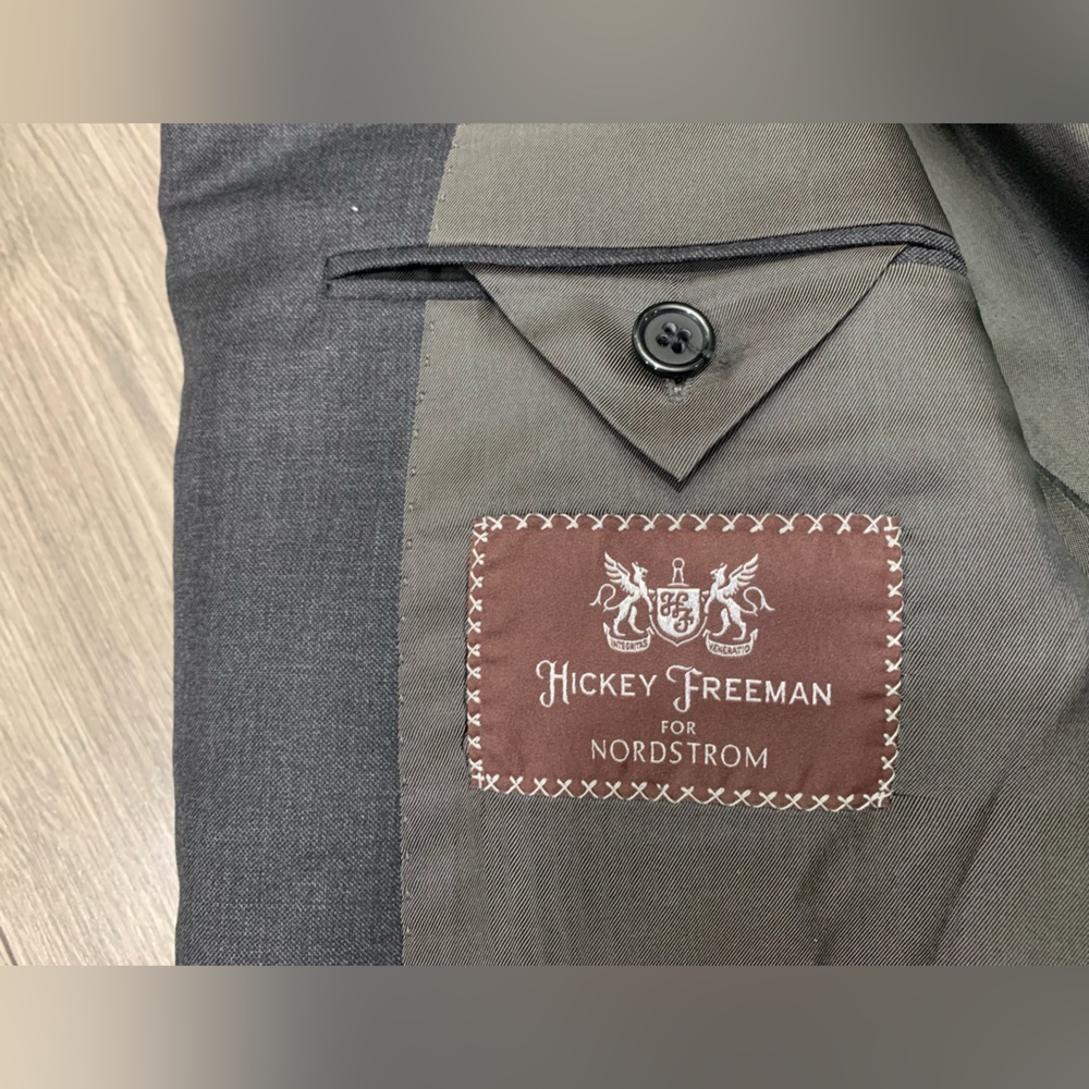 Hickey Freeman Suit Loro Piana Super 150s Wool Dark Gray Pant Sz 44 - Picture 7 of 14